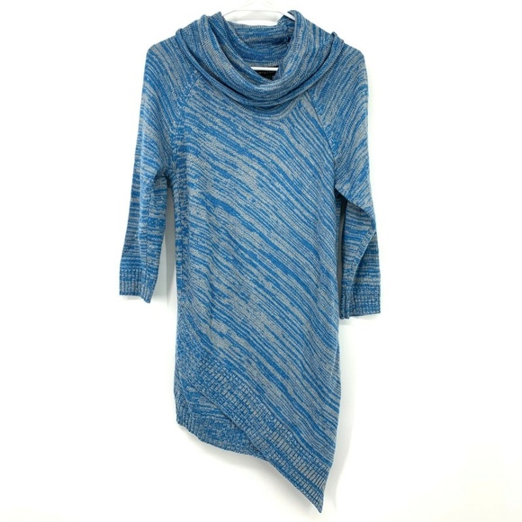Design 365 Blue Gray Cowl Neck Tunic Sweater Dress - Picture 1 of 8